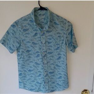Southern Tide Blue Fish Print Short sleeve Boy's Shirt
